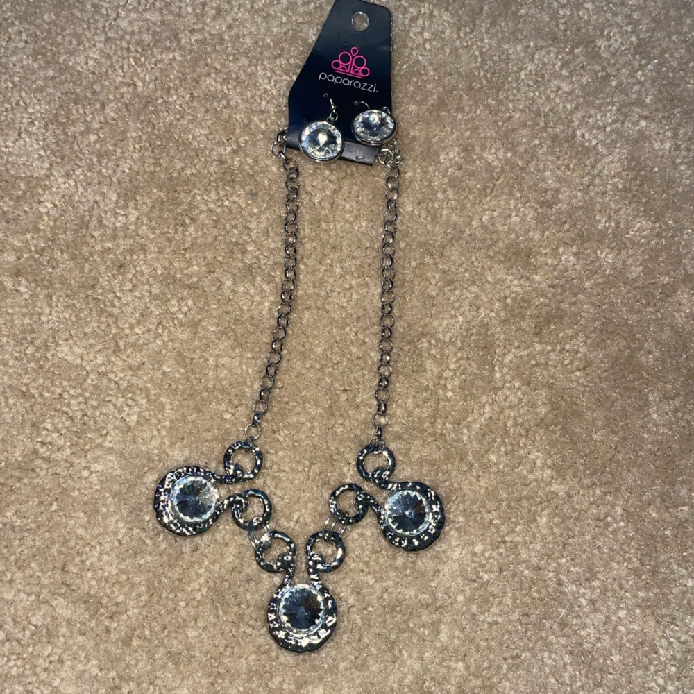 Paparazzi Silver Necklace with Clear Accents